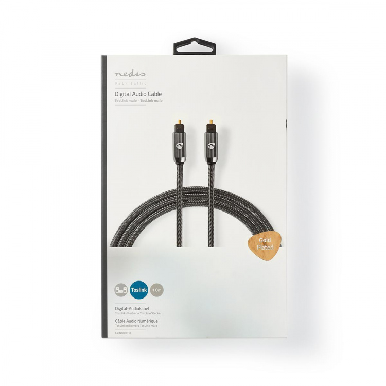 Nedis Optisk lydkabel | TosLink Male | TosLink Male | 1.00 m | Runde | Bomuld | Gun Metal Grå | Cover Window Box