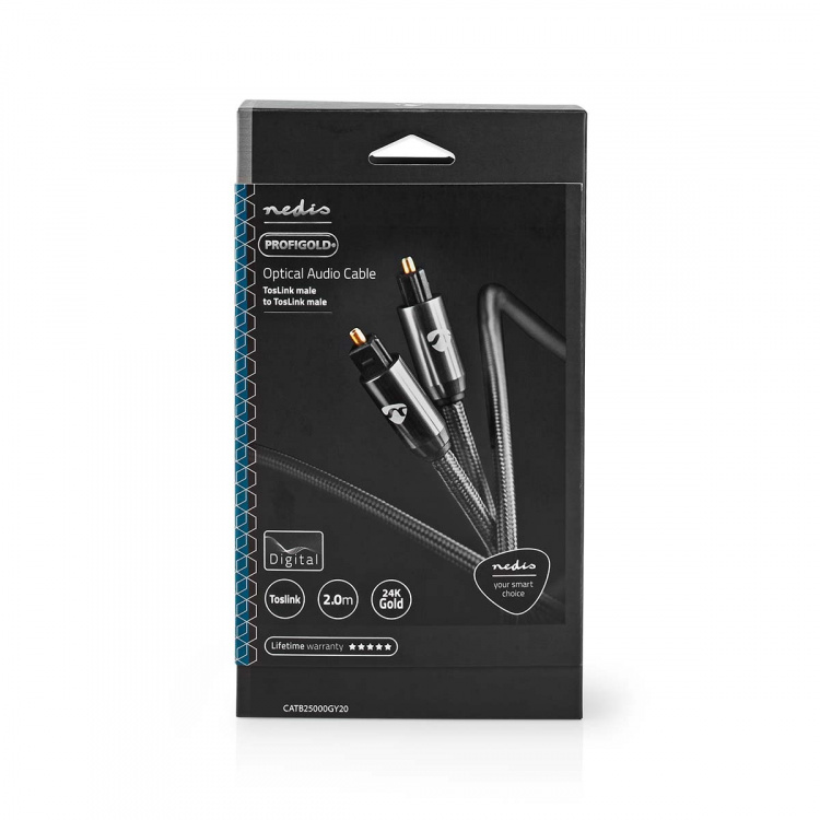 Nedis Optisk lydkabel | TosLink Male | TosLink Male | 2.00 m | Runde | Bomuld | Gun Metal Grå | Cover Window Box