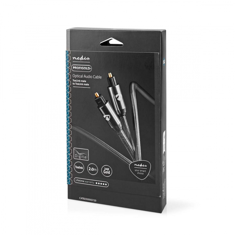 Nedis Optisk lydkabel | TosLink Male | TosLink Male | 2.00 m | Runde | Bomuld | Gun Metal Grå | Cover Window Box
