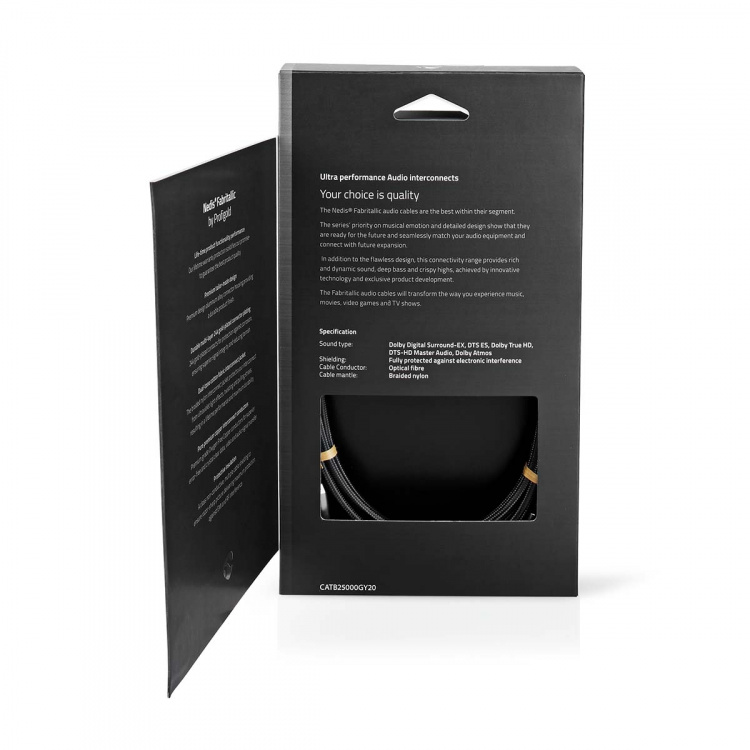 Nedis Optisk lydkabel | TosLink Male | TosLink Male | 2.00 m | Runde | Bomuld | Gun Metal Grå | Cover Window Box