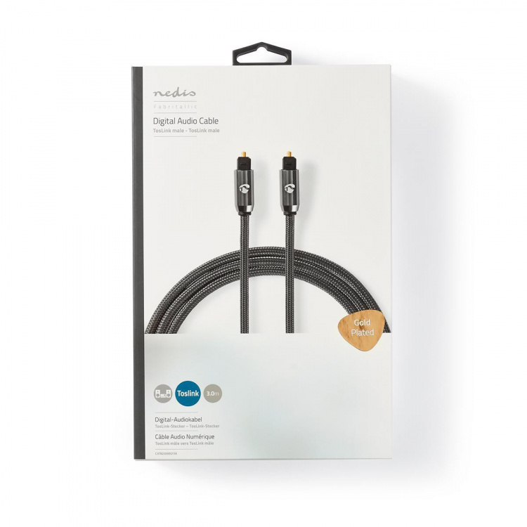 Nedis Optisk lydkabel | TosLink Male | TosLink Male | 3.00 m | Runde | Bomuld | Gun Metal Grå | Cover Window Box