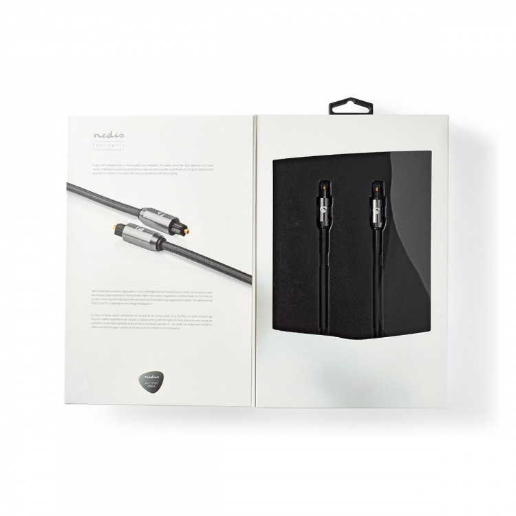 Nedis Optisk lydkabel | TosLink Male | TosLink Male | 3.00 m | Runde | Bomuld | Gun Metal Grå | Cover Window Box