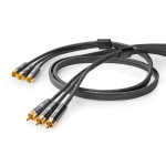 Nedis Composite Video kabel | 3x RCA Han | 3x RCA Han | Guldplateret | 480p | 2.00 m | Runde | Bomuld | Antracit / Gun Metal Grå | Cover Window Box