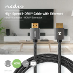 Nedis High Speed ​​HDMI ™ kabel med Ethernet | HDMI™ Stik | HDMI™ Stik | 4K@60Hz | ARC | 18 Gbps | 1.00 m | Runde | Bomuld | Gun Metal Grå | Cover Window Box