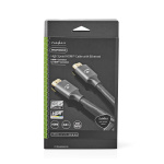 Nedis High Speed ​​HDMI ™ kabel med Ethernet | HDMI™ Stik | HDMI™ Stik | 4K@60Hz | ARC | 18 Gbps | 2.00 m | Runde | Bomuld | Gun Metal Grå | Cover Window Box