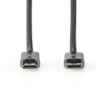 Nedis High Speed ​​HDMI ™ kabel med Ethernet | HDMI™ Stik | HDMI™ Stik | 4K@60Hz | ARC | 18 Gbps | 3.00 m | Runde | Bomuld | Gun Metal Grå | Cover Window Box