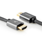 Nedis High Speed ​​HDMI ™ kabel med Ethernet | HDMI™ Stik | HDMI™ Stik | 4K@60Hz | ARC | 18 Gbps | 3.00 m | Runde | Bomuld | Gun Metal Grå | Cover Window Box