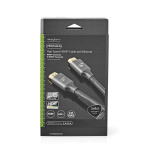 Nedis High Speed ​​HDMI ™ kabel med Ethernet | HDMI™ Stik | HDMI™ Stik | 4K@60Hz | ARC | 18 Gbps | 3.00 m | Runde | Bomuld | Gun Metal Grå | Cover Window Box
