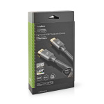 Nedis High Speed ​​HDMI ™ kabel med Ethernet | HDMI™ Stik | HDMI™ Stik | 4K@60Hz | ARC | 18 Gbps | 3.00 m | Runde | Bomuld | Gun Metal Grå | Cover Window Box