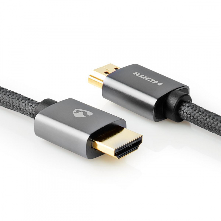Nedis High Speed ​​HDMI ™ kabel med Ethernet | HDMI™ Stik | HDMI™ Stik | 4K@60Hz | ARC | 18 Gbps | 5.00 m | Runde | Bomuld | Gun Metal Grå | Cover Window Box