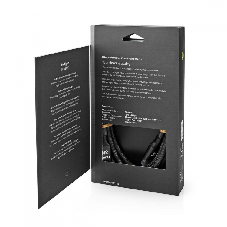 Nedis Ultra High Speed HDMI ™ kabel | HDMI™ Stik | HDMI™ Stik | 8K@60Hz | 48 Gbps | 2.00 m | Runde | 6.3 mm | Gun Metal Grå | Cover Window Box Nedis Ultra High Speed HDMI ™ kabel | HDMI™ Stik | HDMI™ Stik | 8K@60Hz | 48 Gbps | 2.00 m | Runde | 6.3 mm | Gun Metal Grå | Cover Window Box