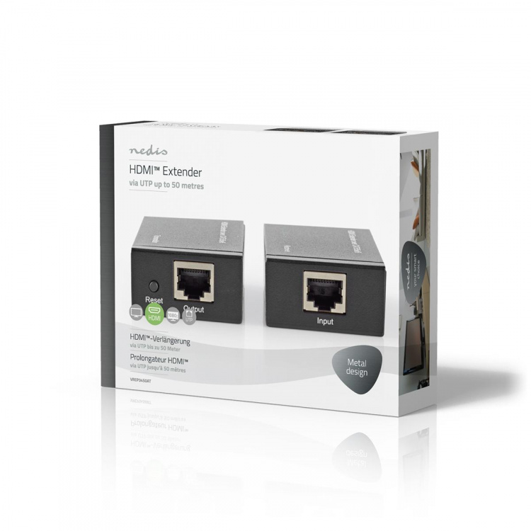 Nedis HDMI ™ Extender | Over Cat6 | Op til 60.0 m | 1080p | 1.65 Gbps | Metal | Antracit