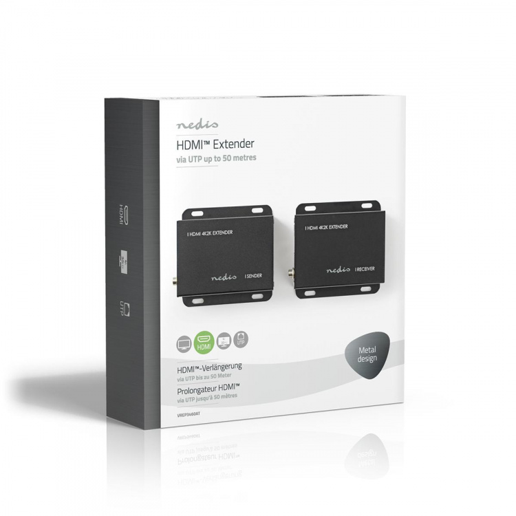 Nedis HDMI ™ Extender | Over Cat6 | Op til 50.0 m | 4K@30Hz | 10.2 Gbps | IR Retur-funktion | Metal | Antracit
