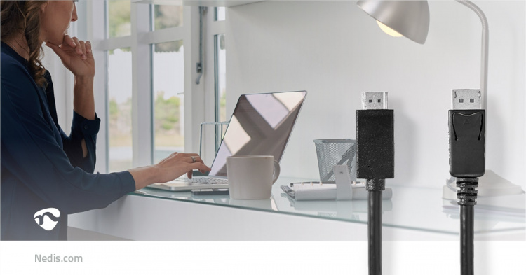 Nedis Displayport kabel | DisplayPort Han | HDMI™ Stik | 4K@60Hz | Nikkelplateret | 2.00 m | Runde | PVC | Sort | Box