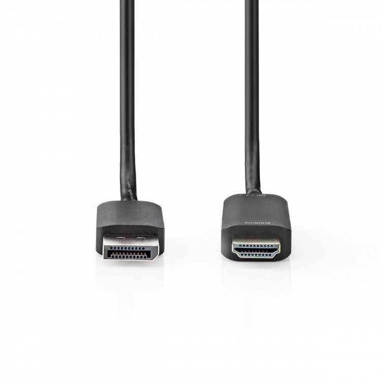 Nedis Displayport kabel | DisplayPort Han | HDMI™ Stik | 4K@60Hz | Nikkelplateret | 2.00 m | Runde | PVC | Sort | Plastikpose