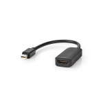 Nedis Mini DisplayPort kabel | DisplayPort 1.4 | Mini DisplayPort han | HDMI ™ -udgang | 48 Gbps | Nikkelplateret | 0.20 m | Runde | PVC | Sort | Plastikpose