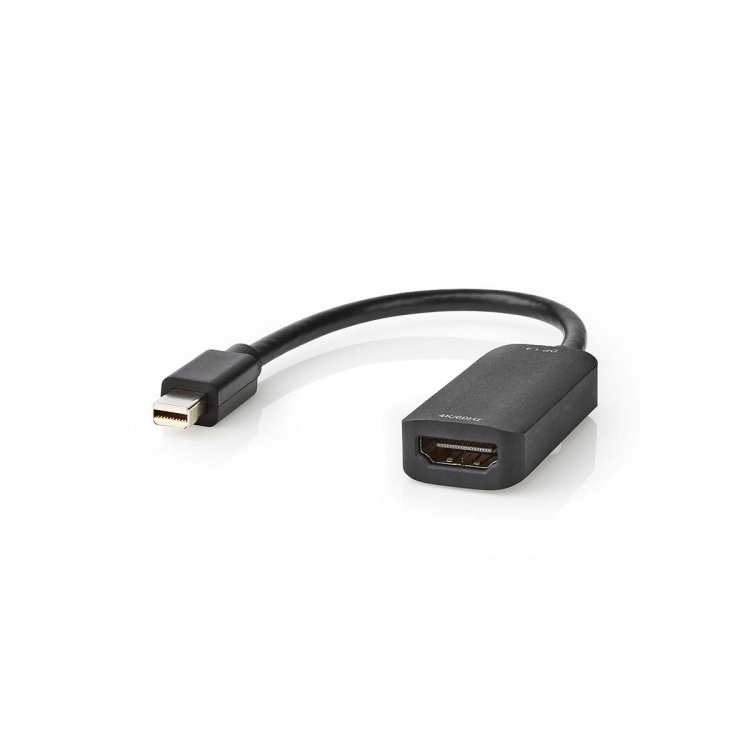 Nedis Mini DisplayPort kabel | DisplayPort 1.4 | Mini DisplayPort han | HDMI ™ -udgang | 48 Gbps | Nikkelplateret | 0.20 m | Runde | PVC | Sort | Plastikpose