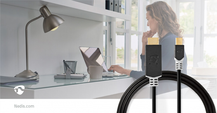 Nedis Mini DisplayPort kabel | DisplayPort 1.4 | Mini DisplayPort han | HDMI™ Stik | 48 Gbps | Guldplateret | 2.00 m | Runde | PVC | Antracit | Plastikpose