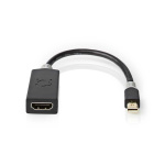Nedis Mini DisplayPort kabel | DisplayPort 1.4 | Mini DisplayPort han | HDMI ™ -udgang | 48 Gbps | Guldplateret | 0.20 m | Runde | PVC | Antracit | Plastikpose