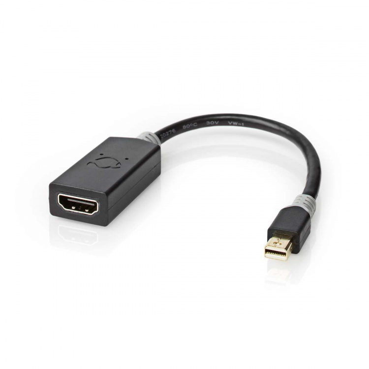 Nedis Mini DisplayPort kabel | DisplayPort 1.4 | Mini DisplayPort han | HDMI ™ -udgang | 48 Gbps | Guldplateret | 0.20 m | Runde | PVC | Antracit | Plastikpose