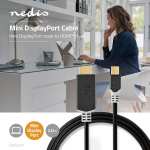 Nedis Mini DisplayPort kabel | DisplayPort 1.4 | Mini DisplayPort han | HDMI™ Stik | 48 Gbps | Guldplateret | 2.00 m | Runde | PVC | Antracit | Window Box