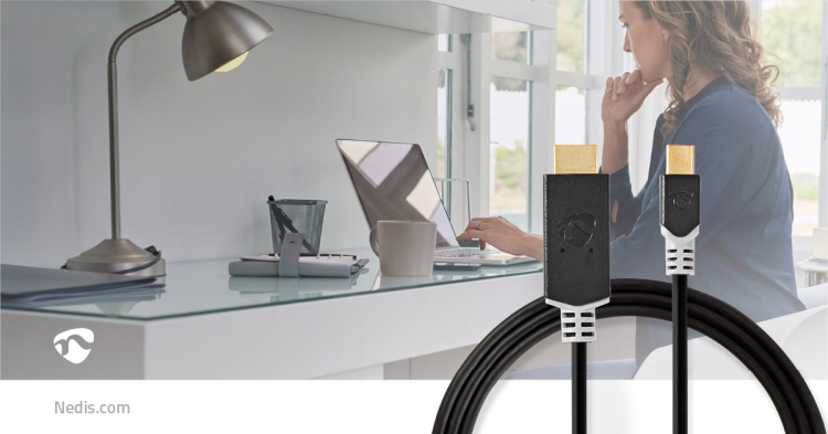 Nedis Mini DisplayPort kabel | DisplayPort 1.4 | Mini DisplayPort han | HDMI™ Stik | 48 Gbps | Guldplateret | 2.00 m | Runde | PVC | Antracit | Window Box