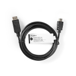 Nedis Displayport kabel | DisplayPort Han | HDMI™ Han | 4K@30Hz | Nikkelplateret | 2.00 m | Runde | PVC | Sort | Mærke