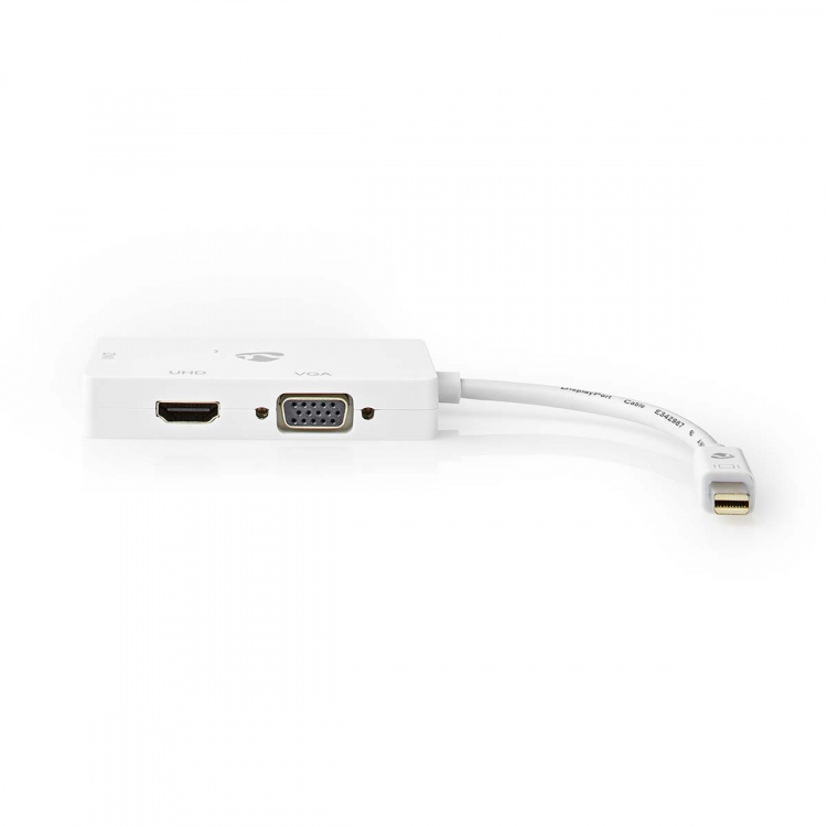 Nedis DisplayPort adapter | Mini DisplayPort han | DVI-D 24+1-Pins Hun / HDMI ™ -udgang / VGA Hun | 4K@60Hz | Nikkelplateret | Skiftelig | 0.20 m | Runde | ABS | ABS | Hvid | Plastikpose