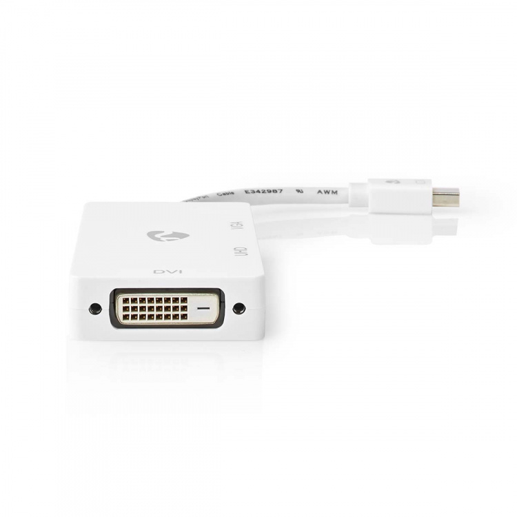 Nedis DisplayPort adapter | Mini DisplayPort han | DVI-D 24+1-Pins Hun / HDMI ™ -udgang / VGA Hun | 4K@60Hz | Nikkelplateret | Skiftelig | 0.20 m | Runde | ABS | ABS | Hvid | Plastikpose