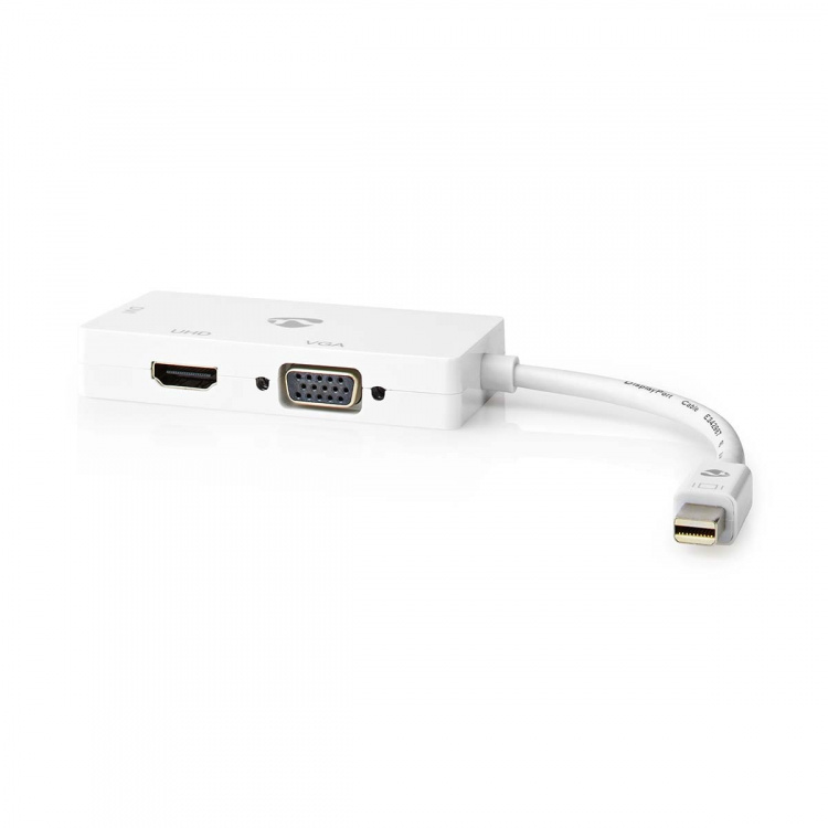 Nedis DisplayPort adapter | Mini DisplayPort han | DVI-D 24+1-Pins Hun / HDMI ™ -udgang / VGA Hun | 4K@60Hz | Nikkelplateret | Skiftelig | 0.20 m | Runde | ABS | ABS | Hvid | Plastikpose