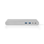 Nedis USB Docking Station | USB 3.2 Gen 1 | USB-C™ Han | DisplayPort Hun / HDMI ™ -udgang / RJ45 Hun / VGA Hun / 2 x 3.5 mm Hunstik / 2x USB-C™ / 4x USB-A | 0.20 m | Runde | Nikkelplateret | Flettet / Nylon | Hvid | Window Box med Euro lås