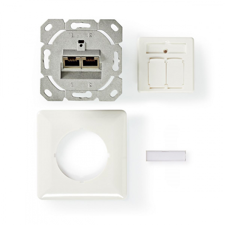 Nedis Netværksvægboks | Flush Mount | 2-Port port(s) | CAT6a | Lige | Hun | Guldplateret | PVC | Hvid | Konvolut