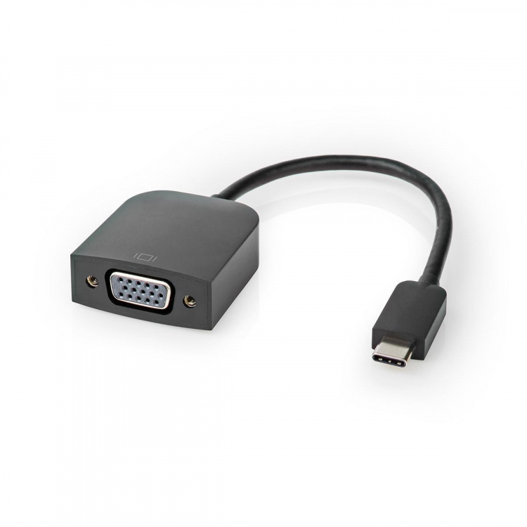 Nedis USB-C™ Adapter | USB 3.2 Gen 1 | USB-C™ Han | VGA Hun | 1920x1200 | 5 Gbps | 0.20 m | Runde | Nikkelplateret | PVC | Sort | Plastikpose