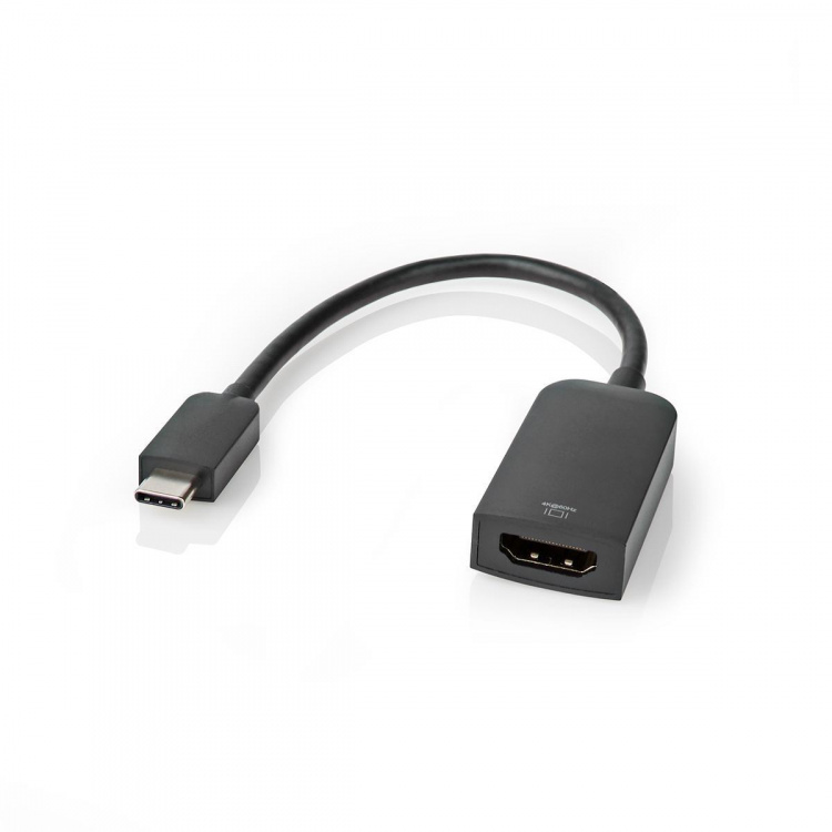 Nedis USB-C™ Adapter | USB 3.2 Gen 1 | USB-C™ Han | HDMI ™ -udgang | 4K@60Hz | 0.20 m | Runde | Nikkelplateret | PVC | Sort | Plastikpose
