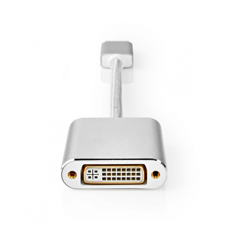 Nedis Displayport kabel | DisplayPort Han | DVI-D 24+1-Pins Hun | 1080p | Guldplateret | 0.20 m | Runde | Flettet | Sølv | Cover Window Box