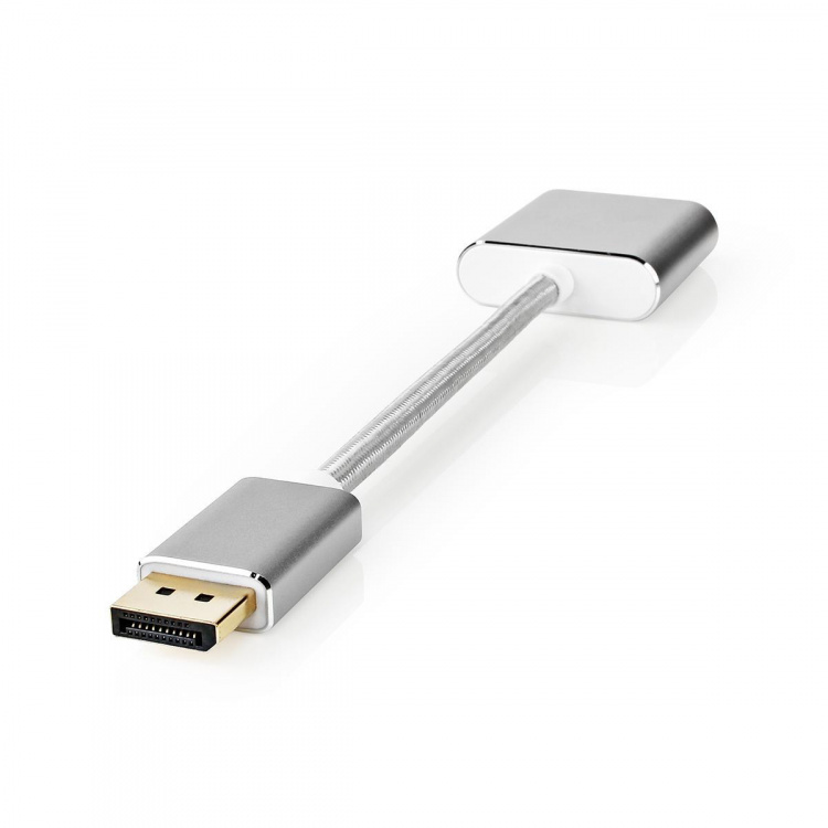 Nedis Displayport kabel | DisplayPort Han | DVI-D 24+1-Pins Hun | 1080p | Guldplateret | 0.20 m | Runde | Flettet | Sølv | Cover Window Box