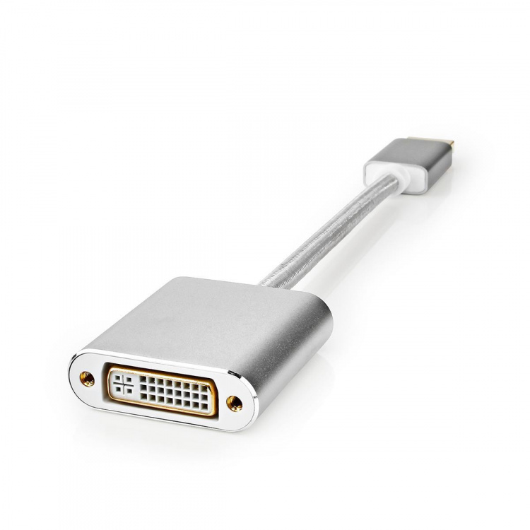 Nedis Displayport kabel | DisplayPort Han | DVI-D 24+1-Pins Hun | 1080p | Guldplateret | 0.20 m | Runde | Flettet | Sølv | Cover Window Box