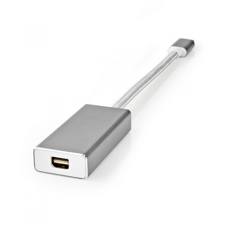 Nedis USB-C™ Adapter | USB 3.2 Gen 1 | USB-C™ Han | Mini DisplayPort Hunstik | 0.20 m | Runde | Guldplateret | Flettet / Nylon | Sølv | Cover Window Box