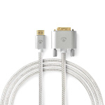 Nedis HDMI™ kabel | HDMI™ Stik | DVI-D 24 + 1-pin han | 2560x1600 | Guldplateret | 2.00 m | Lige | Flettet | Sølv | Cover Window Box