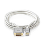Nedis HDMI™ kabel | HDMI™ Stik | DVI-D 24 + 1-pin han | 2560x1600 | Guldplateret | 2.00 m | Lige | Flettet | Sølv | Cover Window Box