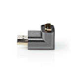 Nedis HDMI™ Adapter | HDMI™ Han / HDMI™ Stik | HDMI ™ -udgang | Guldplateret | Vinkel 90° | Aluminium | Gun Metal Grå | 1 stk. | Cover Window Box