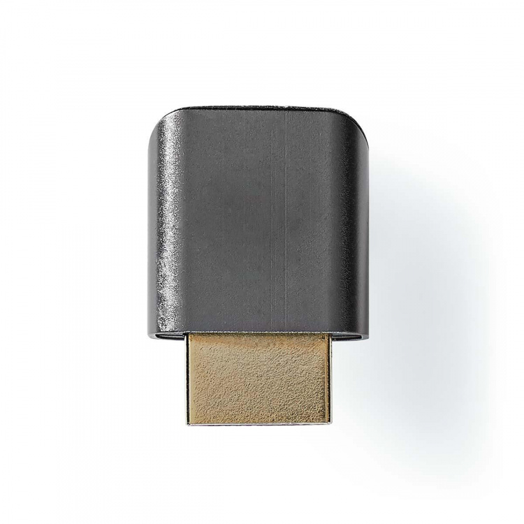 Nedis HDMI™ Adapter | HDMI™ Han / HDMI™ Stik | HDMI ™ -udgang | Guldplateret | Vinkel 90° | Aluminium | Gun Metal Grå | 1 stk. | Cover Window Box
