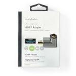 Nedis HDMI™ Adapter | HDMI™ Han / HDMI™ Stik | HDMI ™ -udgang | Guldplateret | Vinkel 90° | Aluminium | Gun Metal Grå | 1 stk. | Cover Window Box