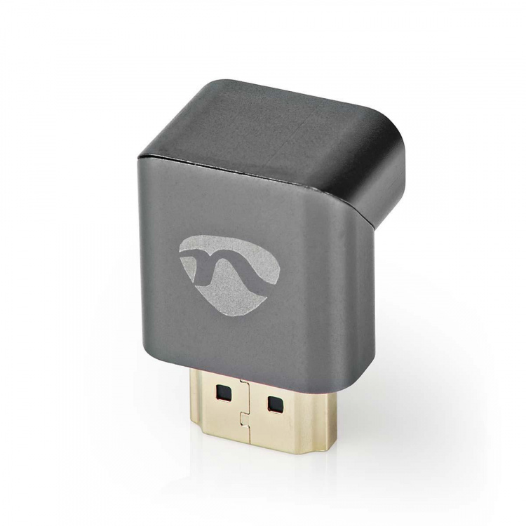 Nedis HDMI™ Adapter | HDMI™ Han / HDMI™ Stik | HDMI ™ -udgang | Guldplateret | Vinkel 270° | Aluminium | Gun Metal Grå | 1 stk. | Cover Window Box