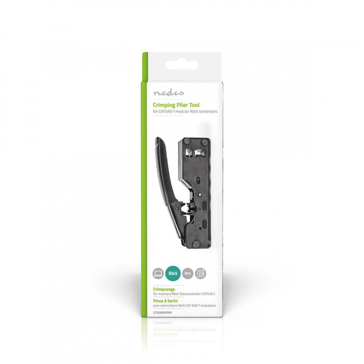 Nedis Crimp Tang | CAT5 / CAT5e / CAT6 / CAT6a / CAT7 / RJ12 | Klipper / Plier | ABS / Stål | Sort