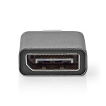 Nedis USB-C™ Adapter | USB 3.2 Gen 1 | USB-C™ Han | DisplayPort Hun | 4K@60Hz | Runde | Nikkelplateret | Grå / Sort | Konvolut