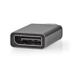 Nedis USB-C™ Adapter | USB 3.2 Gen 1 | USB-C™ Han | DisplayPort Hun | 4K@60Hz | Runde | Nikkelplateret | Grå / Sort | Konvolut