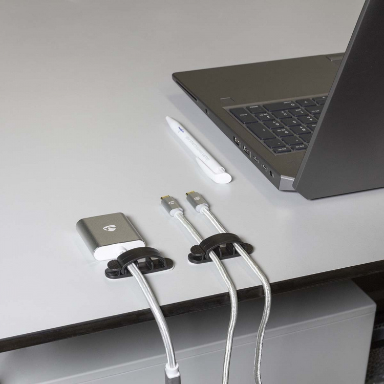 Nedis Kabel Management | Kabelklips | Låst | 3 stk. | Antal slots: 3 Pladser | Maksimal tykkelse på kabel: 7.5 mm | Polypropylene | Sort