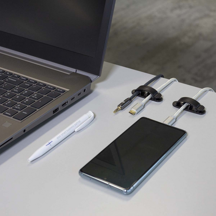 Nedis Kabel Management | Kabelklips | Låst | 3 stk. | Antal slots: 3 Pladser | Maksimal tykkelse på kabel: 7.5 mm | Polypropylene | Sort