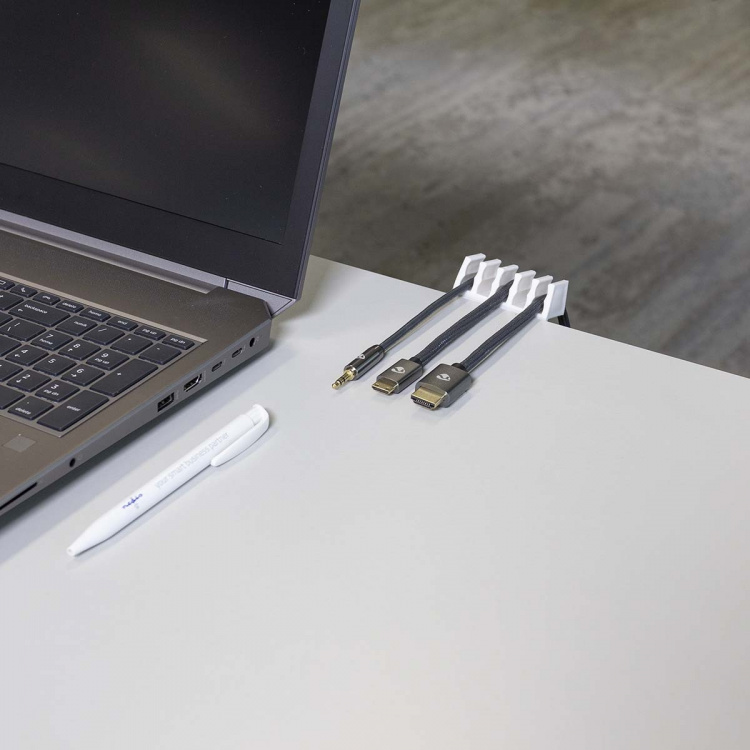 Nedis Kabel Management | Kabelklips | Klik og Go | 2 stk. | Antal slots: 5 Pladser | Maksimal tykkelse på kabel: 7.1 mm | Polypropylene | Hvid